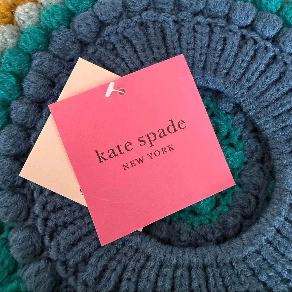 Kate Spade New York's Crochet Bobble Beret Blue Multi NWT